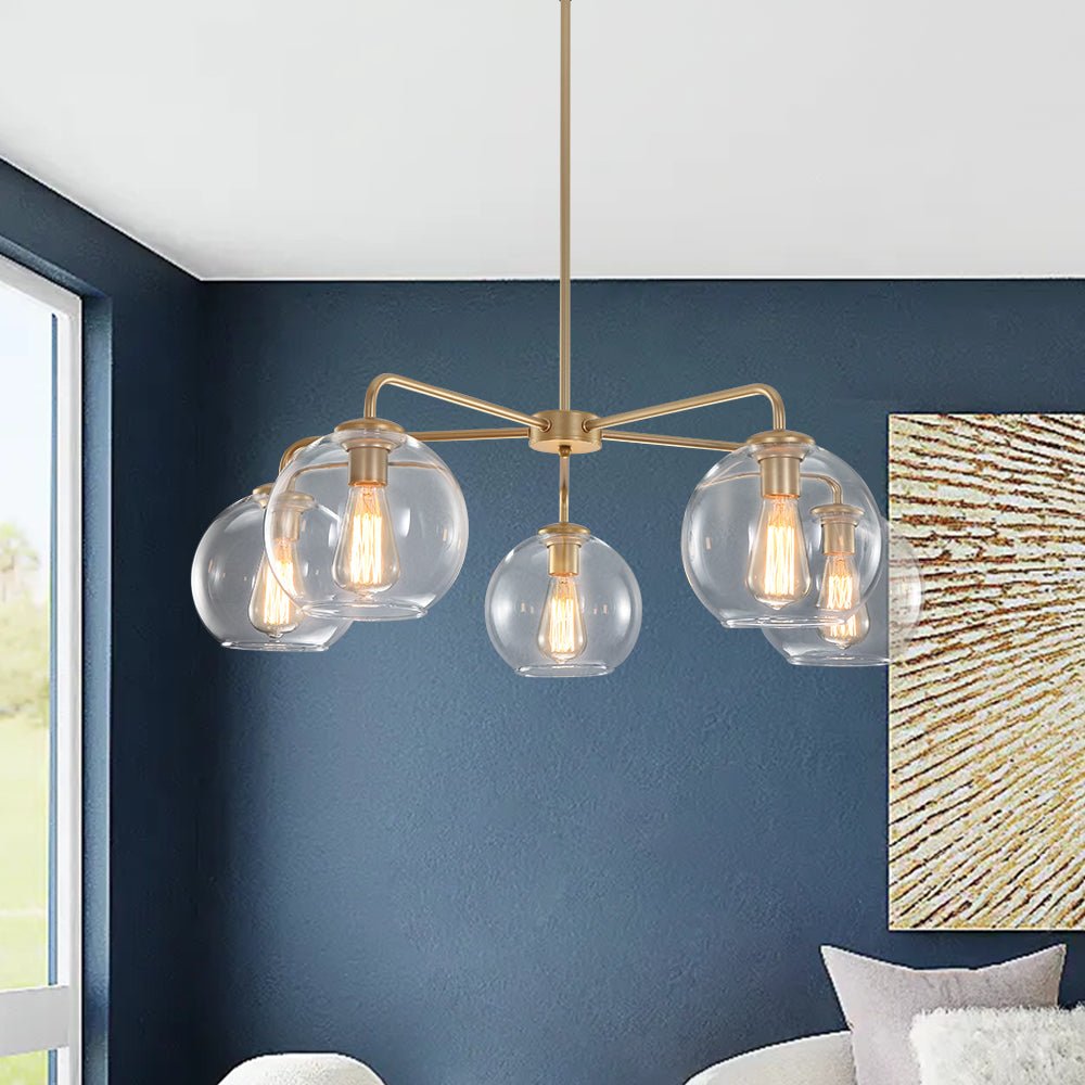 Modern Mid - Century 5 - Lights Sputnik Glass Globe Chandelier - LightfixturesUAE