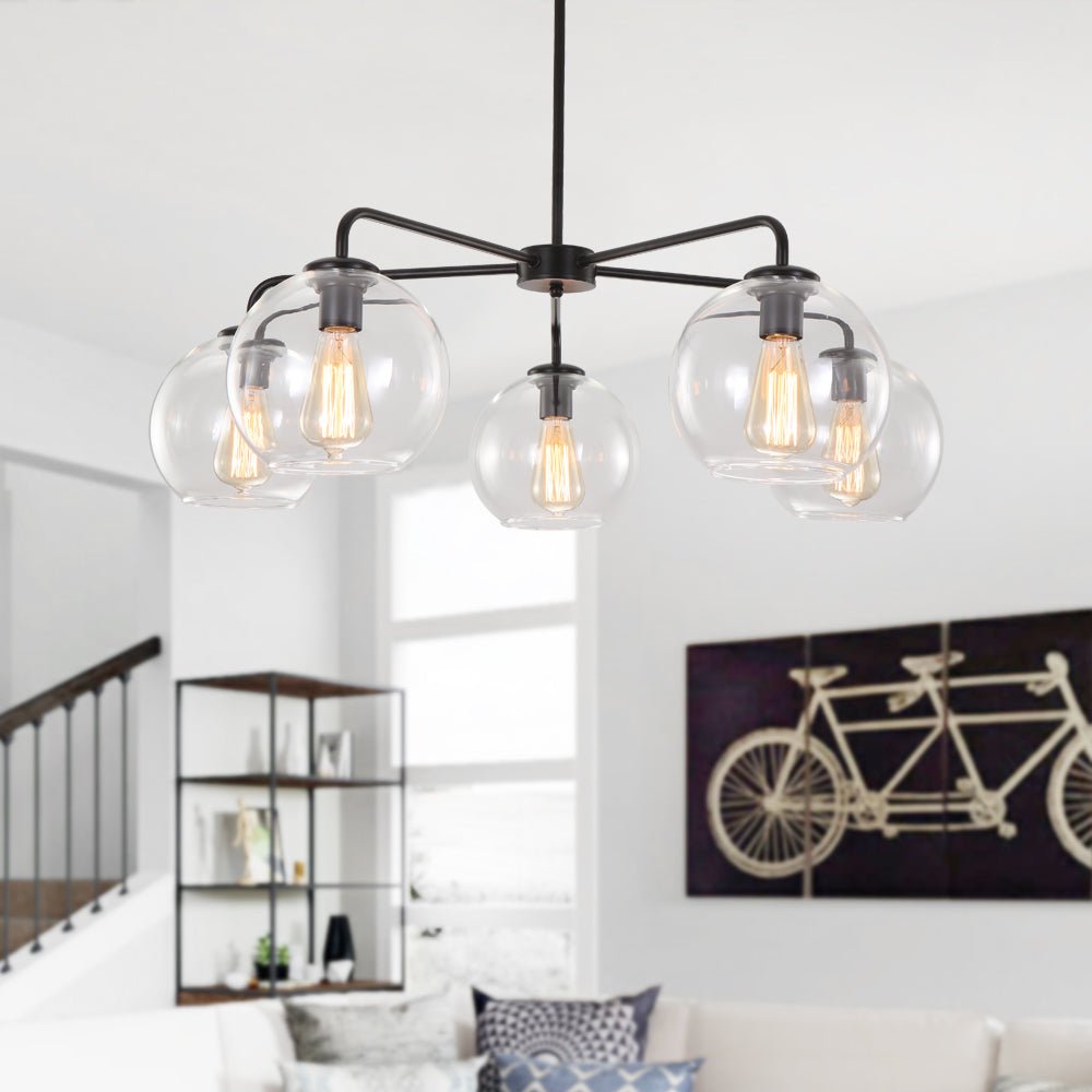 Modern Mid - Century 5 - Lights Sputnik Glass Globe Chandelier - LightfixturesUAE