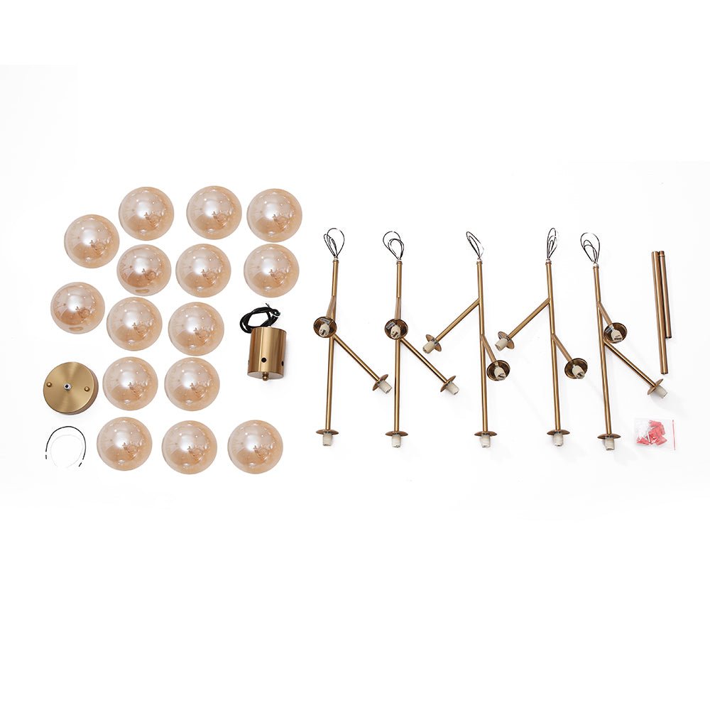 Modern Mid - Century Branching Arm Glass Globe Chandelier - LightfixturesUAE
