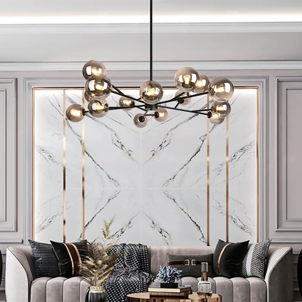Modern Mid - Century Branching Arm Glass Globe Chandelier - LightfixturesUAE