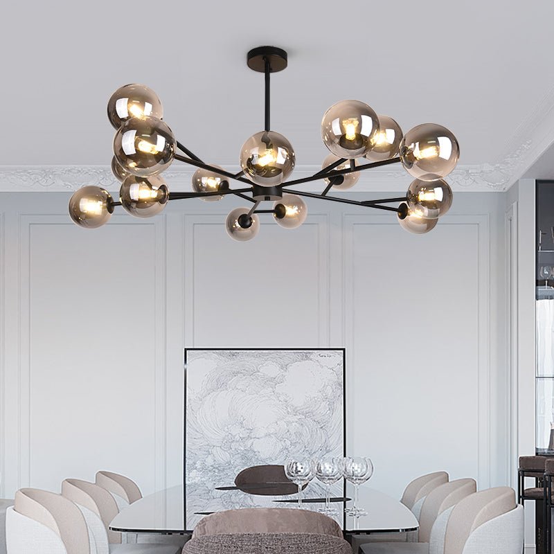 Modern Mid - Century Branching Arm Glass Globe Chandelier - LightfixturesUAE