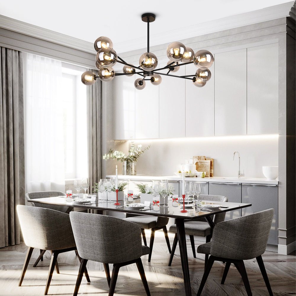Modern Mid - Century Branching Arm Glass Globe Chandelier - LightfixturesUAE