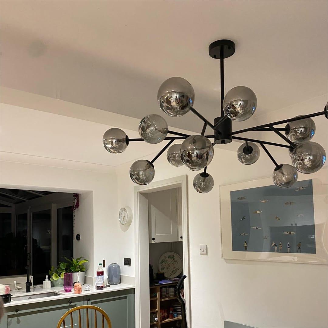 Modern Mid - Century Branching Arm Glass Globe Chandelier - LightfixturesUAE