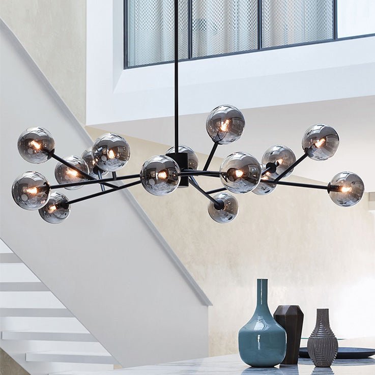 Modern Mid - Century Branching Arm Glass Globe Chandelier - LightfixturesUAE