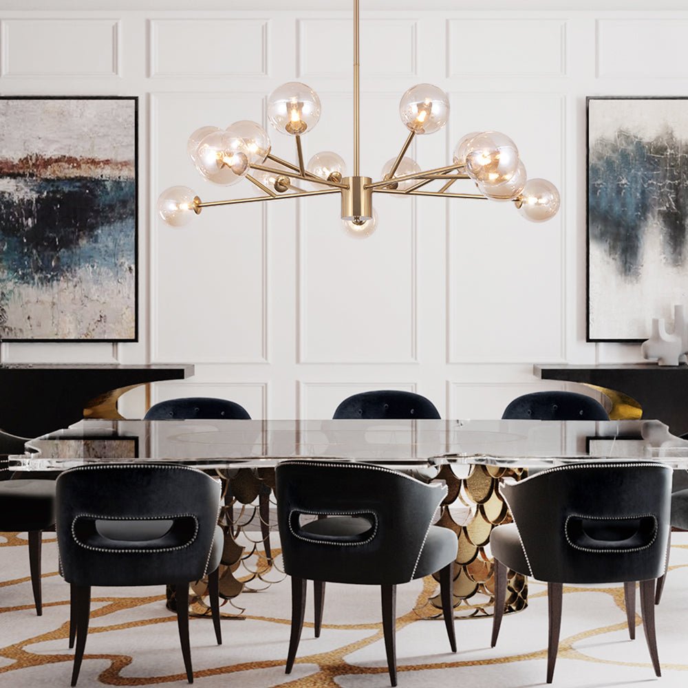 Modern Mid - Century Branching Arm Glass Globe Chandelier - LightfixturesUAE
