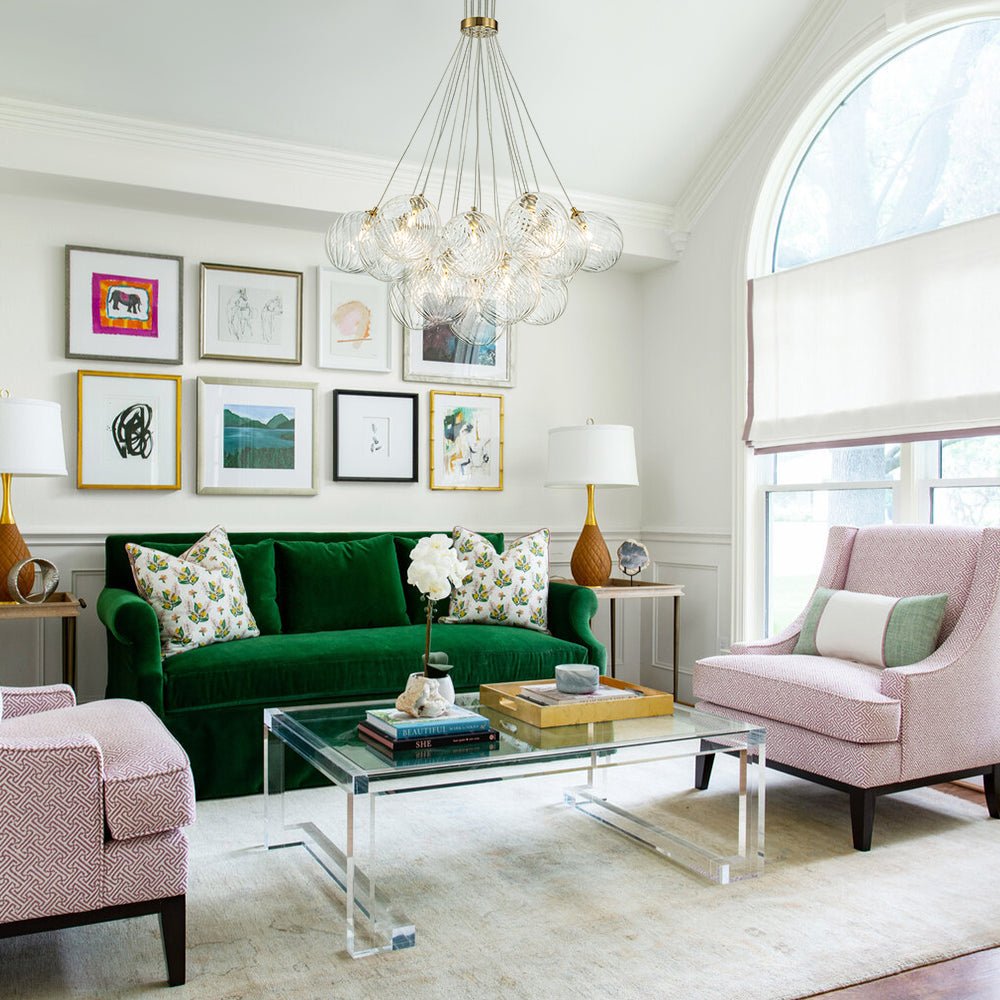 Modern Mid - Century Cluster Ribbed Glass Globe Chandelier - LightfixturesUAE