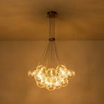 Modern Mid - Century Cluster Ribbed Glass Globe Chandelier - LightfixturesUAE
