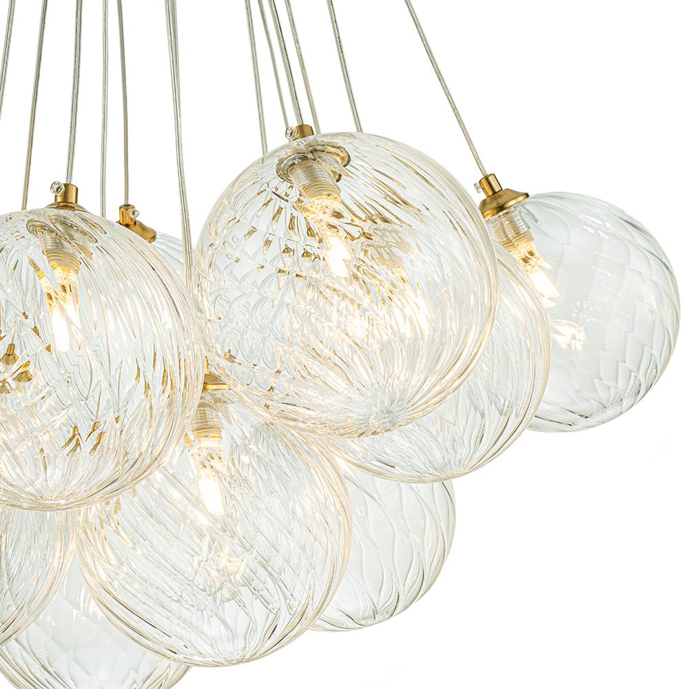 Modern Mid - Century Cluster Ribbed Glass Globe Chandelier - LightfixturesUAE
