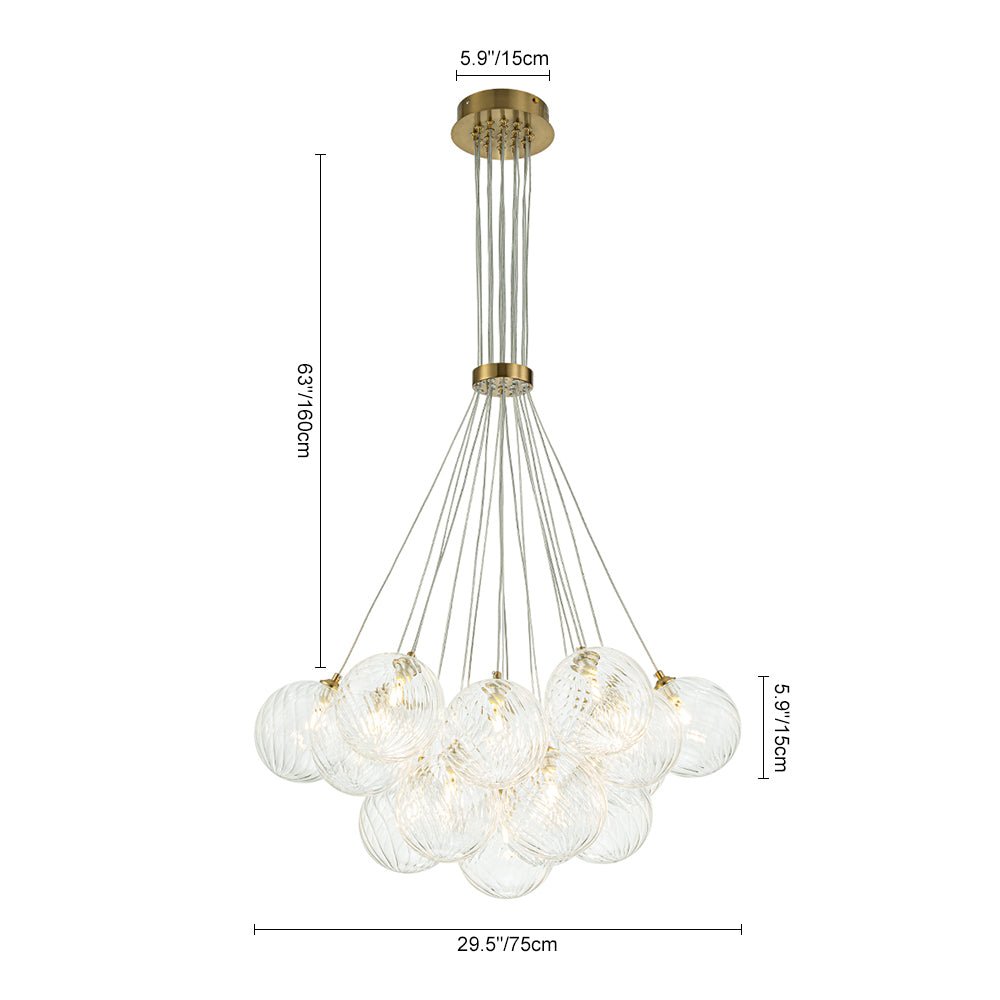 Modern Mid - Century Cluster Ribbed Glass Globe Chandelier - LightfixturesUAE