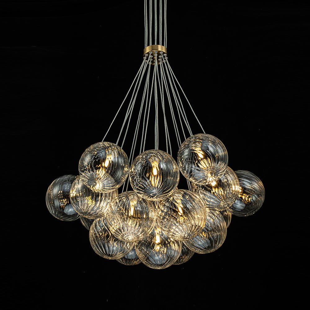 Modern Mid - Century Cluster Ribbed Glass Globe Chandelier - LightfixturesUAE