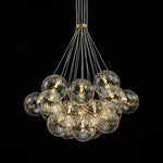 Modern Mid - Century Cluster Ribbed Glass Globe Chandelier - LightfixturesUAE