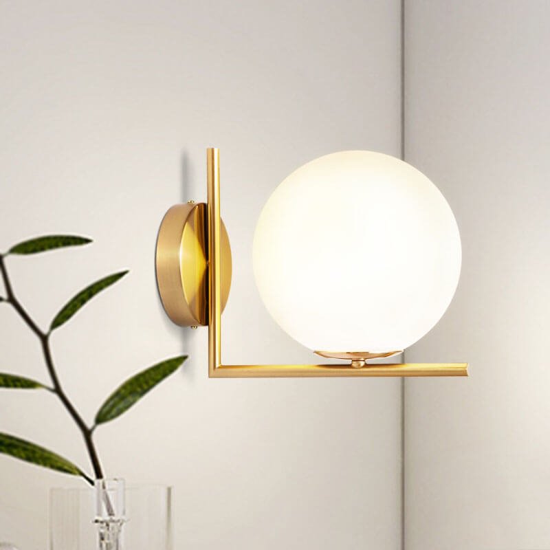 Modern Milky Glass Opal Globe Wall Sconce - LightfixturesUAE