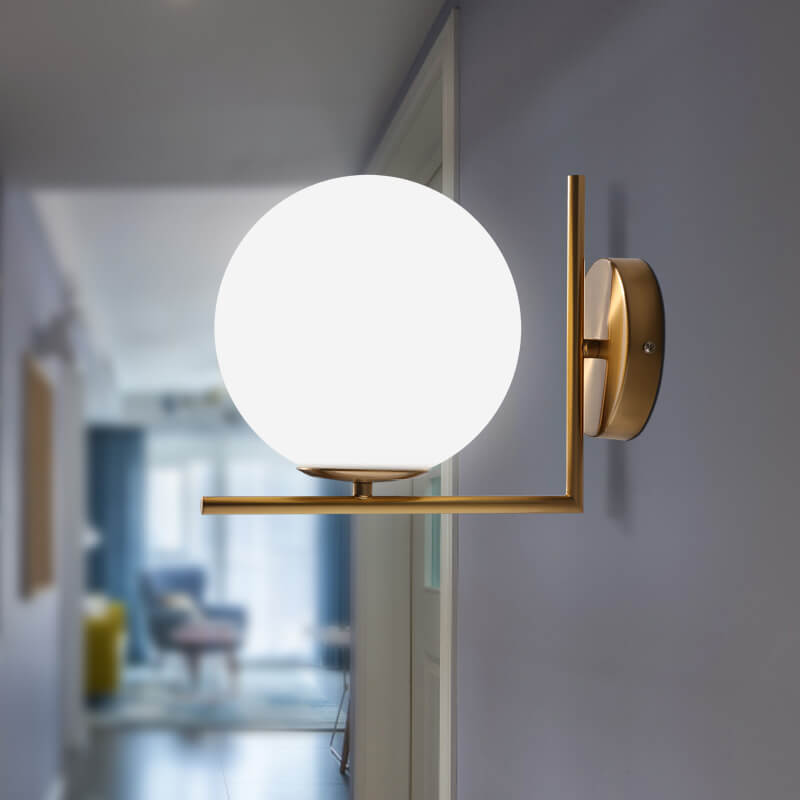 Modern Milky Glass Opal Globe Wall Sconce - LightfixturesUAE
