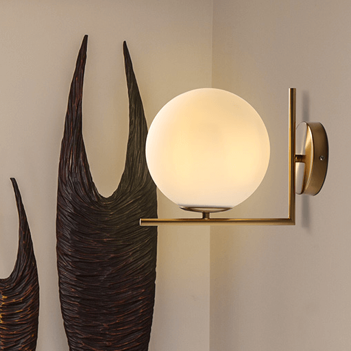 Modern Milky Glass Opal Globe Wall Sconce - LightfixturesUAE