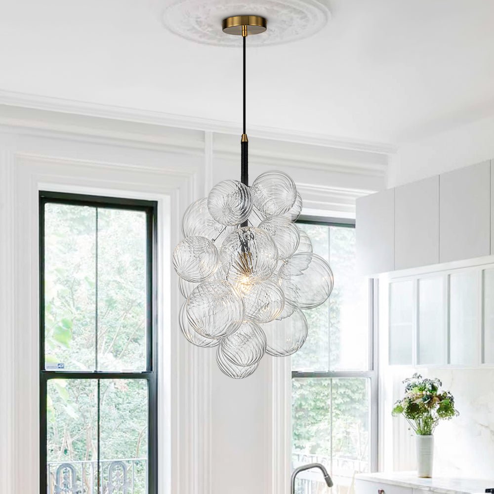 Modern Minimalist Cluster Grape Ribbed Glass Chandelier - LightfixturesUAE