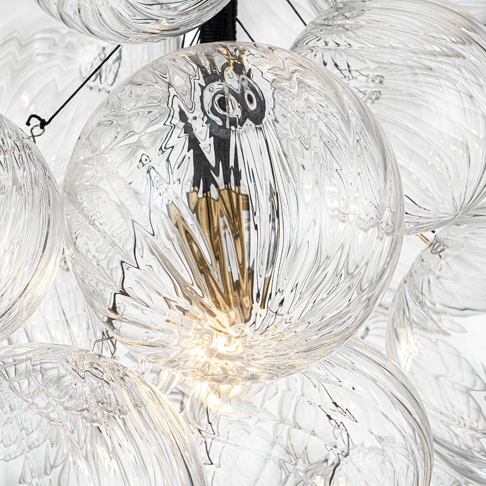 Modern Minimalist Cluster Grape Ribbed Glass Chandelier - LightfixturesUAE
