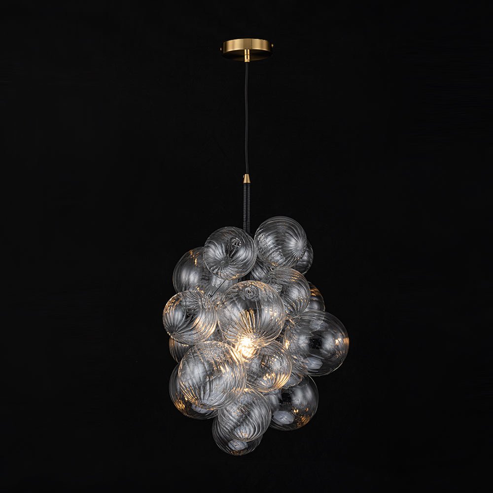 Modern Minimalist Cluster Grape Ribbed Glass Chandelier - LightfixturesUAE