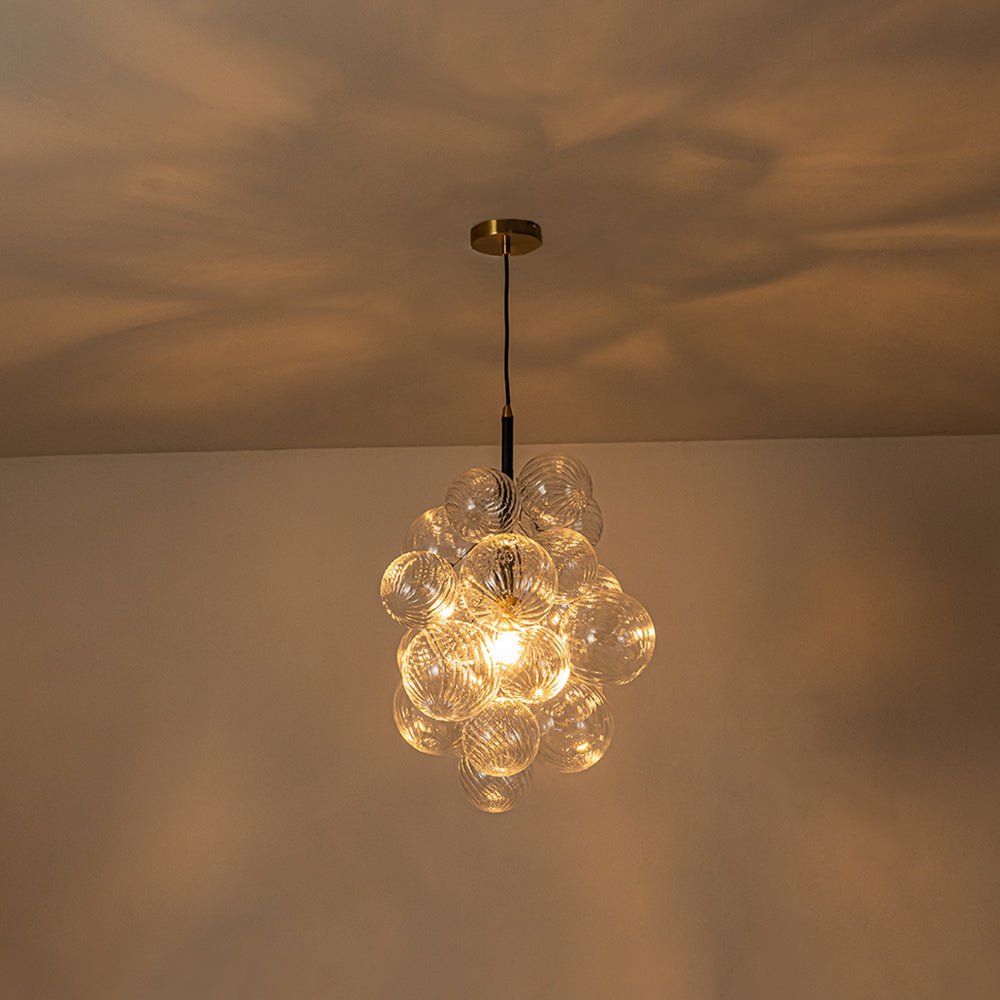 Modern Minimalist Cluster Grape Ribbed Glass Chandelier - LightfixturesUAE