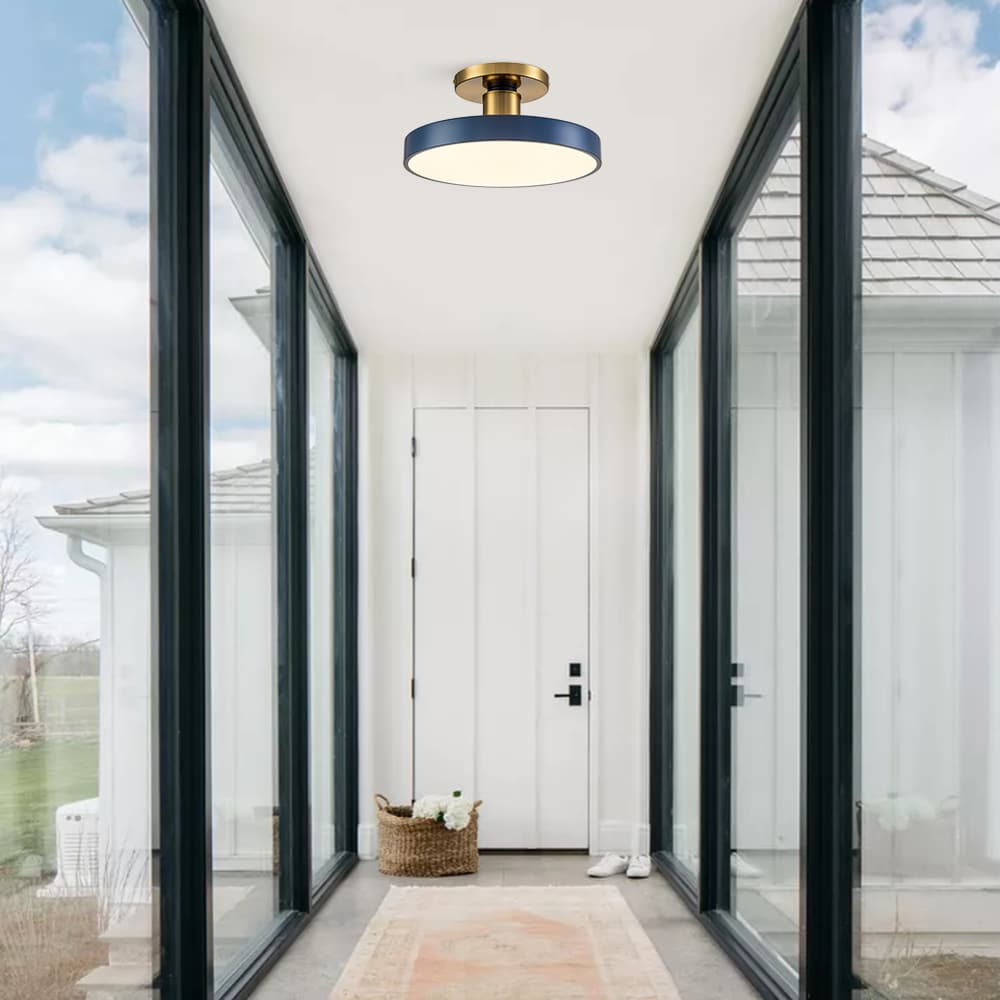 Modern Minimalist Round Drum LED Semi Flush Mount Ceiling Light - LightfixturesUAE