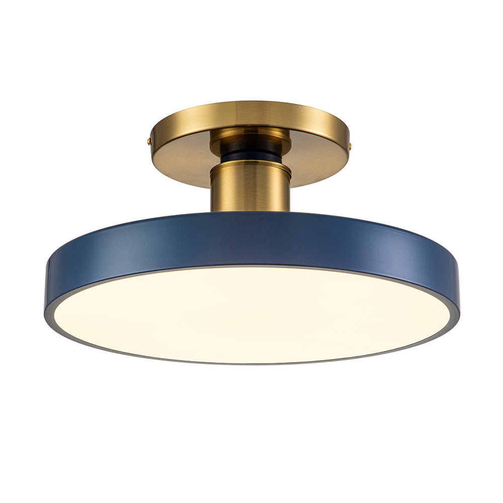 Modern Minimalist Round Drum LED Semi Flush Mount Ceiling Light - LightfixturesUAE