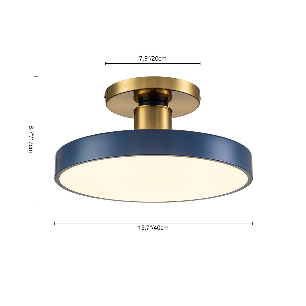 Modern Minimalist Round Drum LED Semi Flush Mount Ceiling Light - LightfixturesUAE