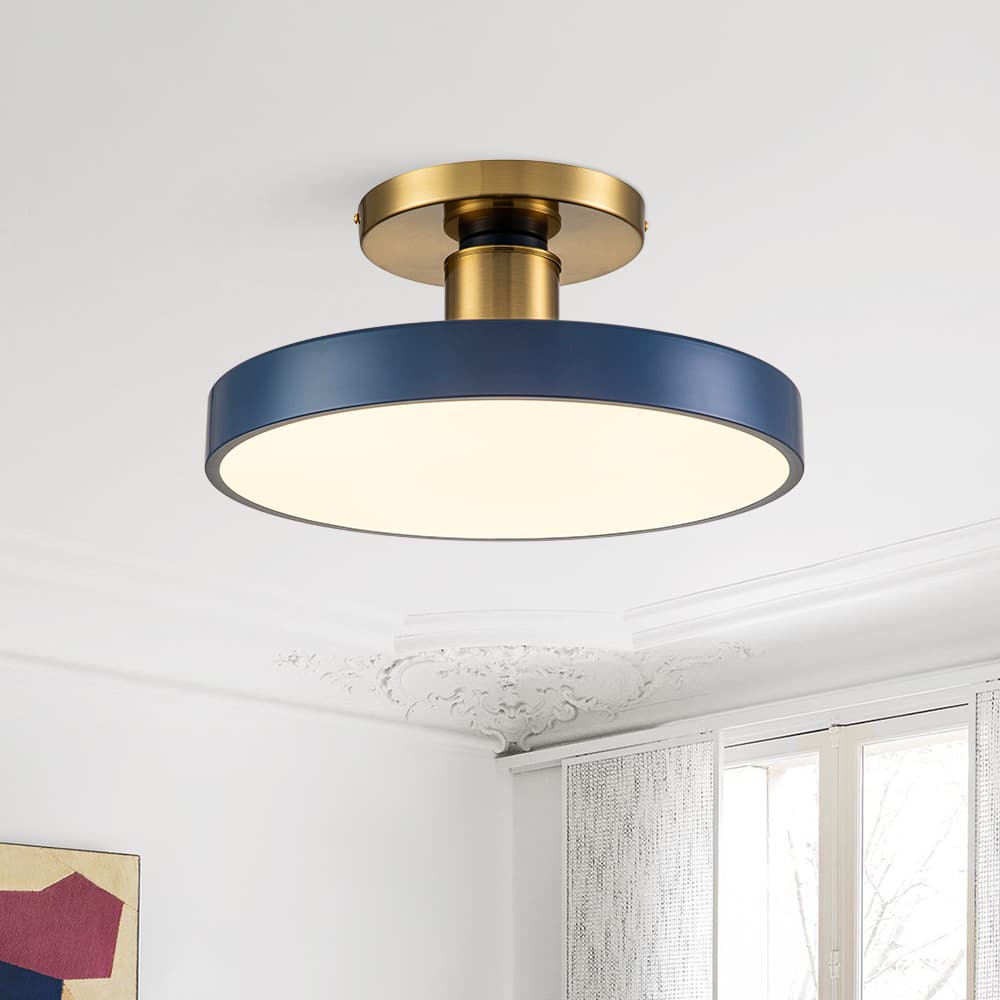 Modern Minimalist Round Drum LED Semi Flush Mount Ceiling Light - LightfixturesUAE