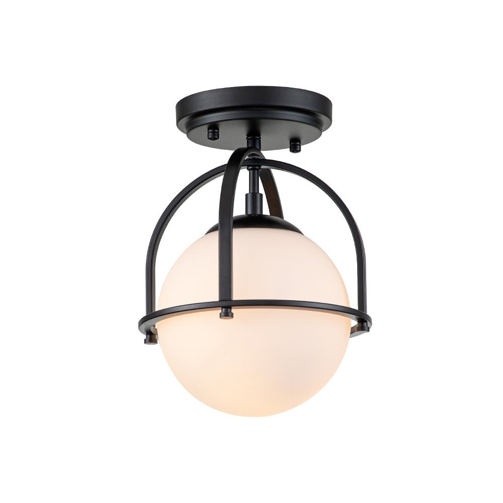 Modern Opal Glass Globe Semi Flush Mount Ceiling Light - LightfixturesUAE