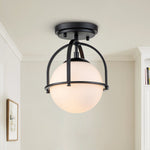 Modern Opal Glass Globe Semi Flush Mount Ceiling Light - LightfixturesUAE