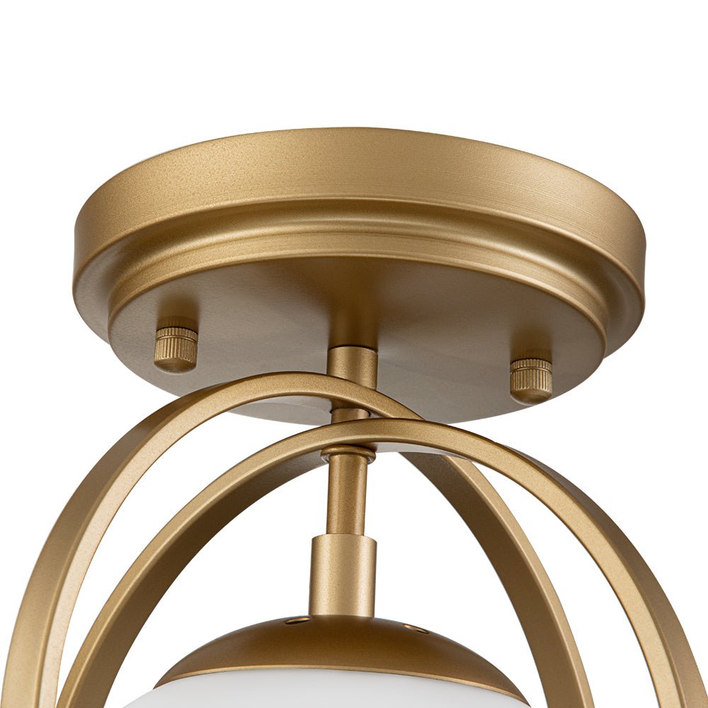 Modern Opal Glass Globe Semi Flush Mount Ceiling Light - LightfixturesUAE