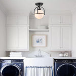 Modern Opal Glass Globe Semi Flush Mount Ceiling Light - LightfixturesUAE