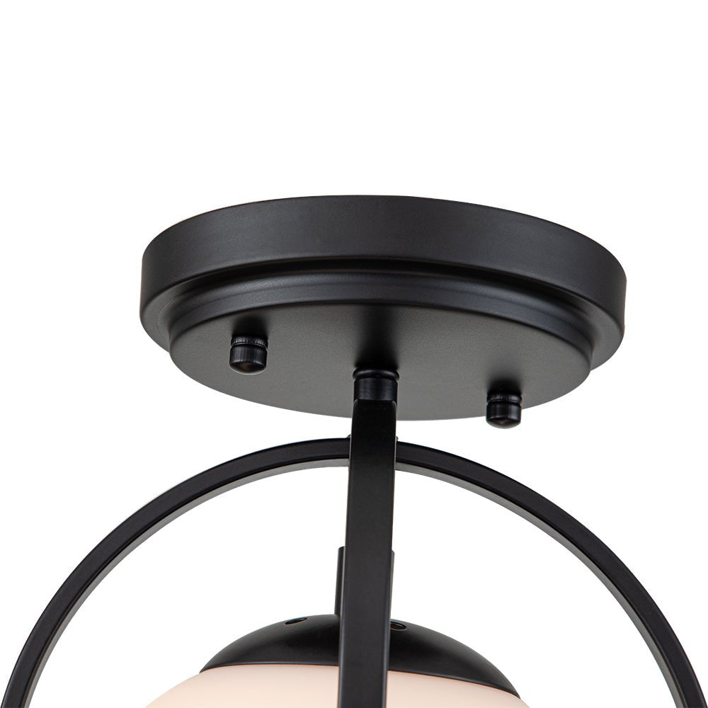 Modern Opal Glass Globe Semi Flush Mount Ceiling Light - LightfixturesUAE
