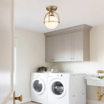 Modern Opal Glass Globe Semi Flush Mount Ceiling Light - LightfixturesUAE