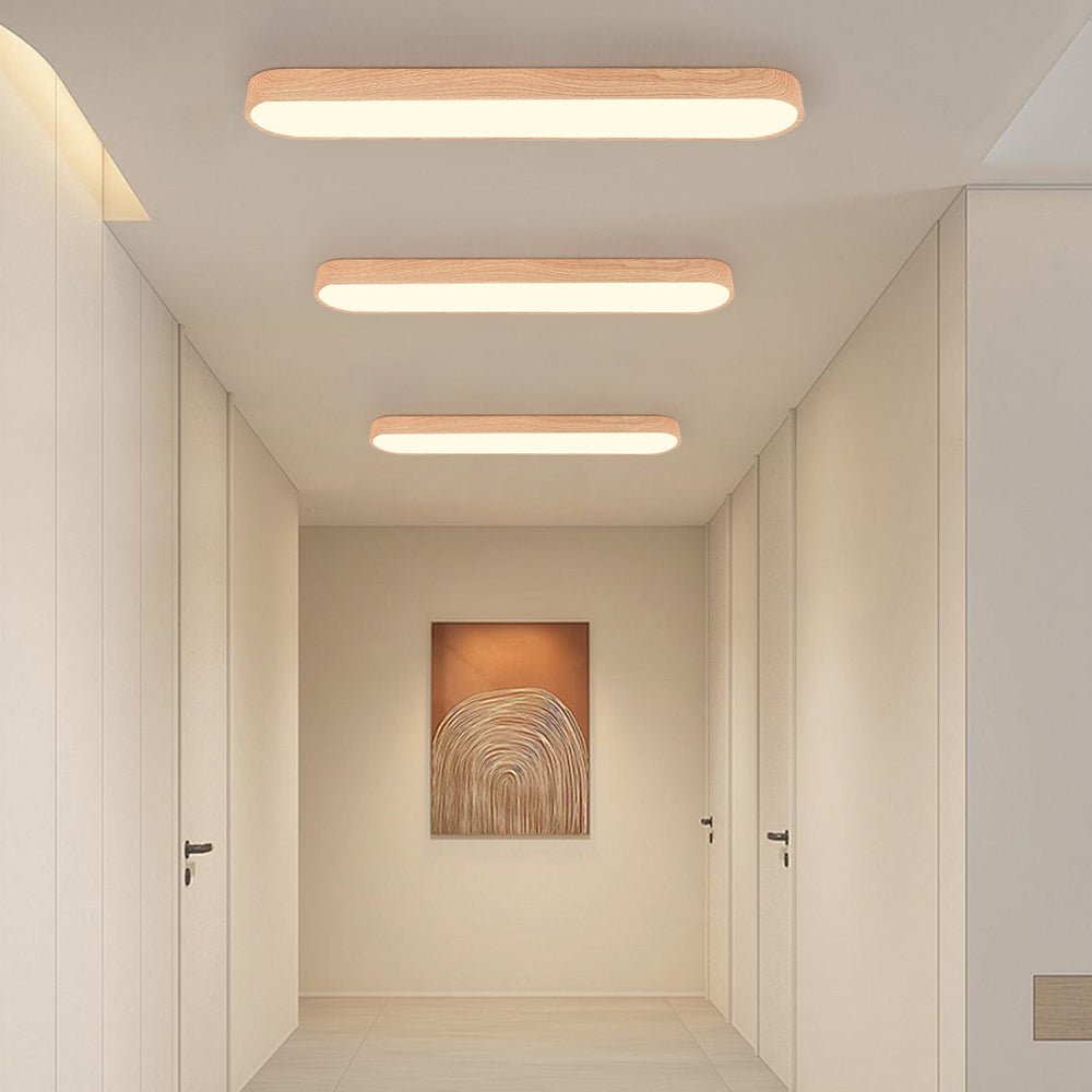 Modern Oval Wood Grain LED Ceiling Light - LightfixturesUAE