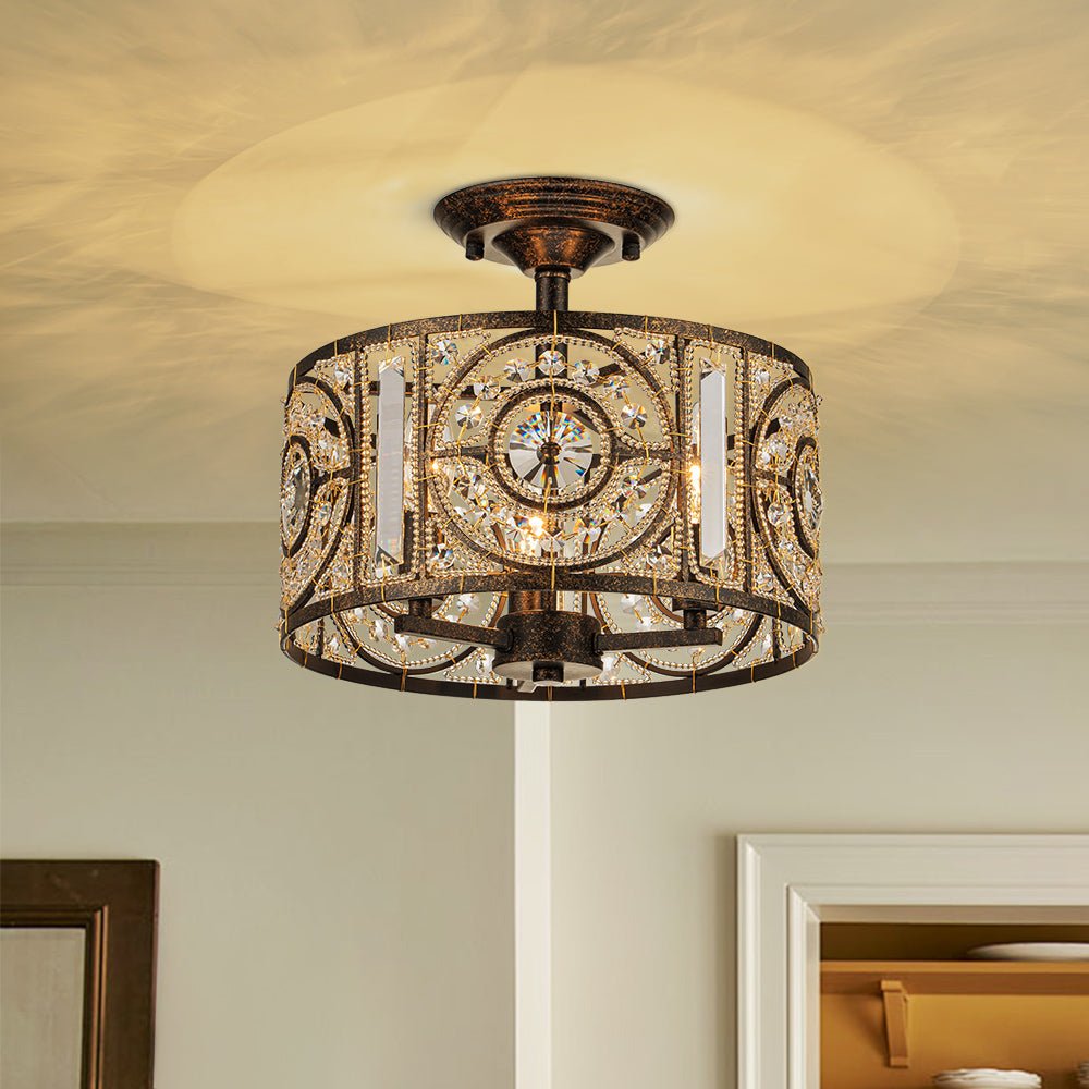 Modern Retro 3 - Light Bronze Cage Chandelier - LightfixturesUAE
