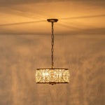Modern Retro 4 - Light Antique Bronze Round Cage Crystal Chandelier - LightfixturesUAE