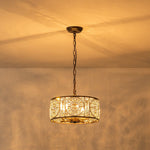 Modern Retro 4 - Light Antique Bronze Round Cage Crystal Chandelier - LightfixturesUAE
