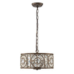 Modern Retro 4 - Light Antique Bronze Round Cage Crystal Chandelier - LightfixturesUAE