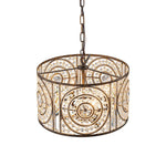 Modern Retro 4 - Light Antique Bronze Round Cage Crystal Chandelier - LightfixturesUAE