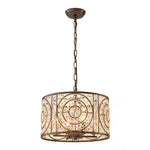 Modern Retro 4 - Light Antique Bronze Round Cage Crystal Chandelier - LightfixturesUAE