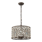 Modern Retro 4 - Light Antique Bronze Round Cage Crystal Chandelier - LightfixturesUAE