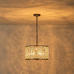 Modern Retro 4 - Light Antique Bronze Round Cage Crystal Chandelier - LightfixturesUAE