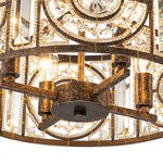 Modern Retro 4 - Light Antique Bronze Round Cage Crystal Chandelier - LightfixturesUAE