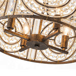 Modern Retro 4 - Light Antique Bronze Round Cage Crystal Chandelier - LightfixturesUAE