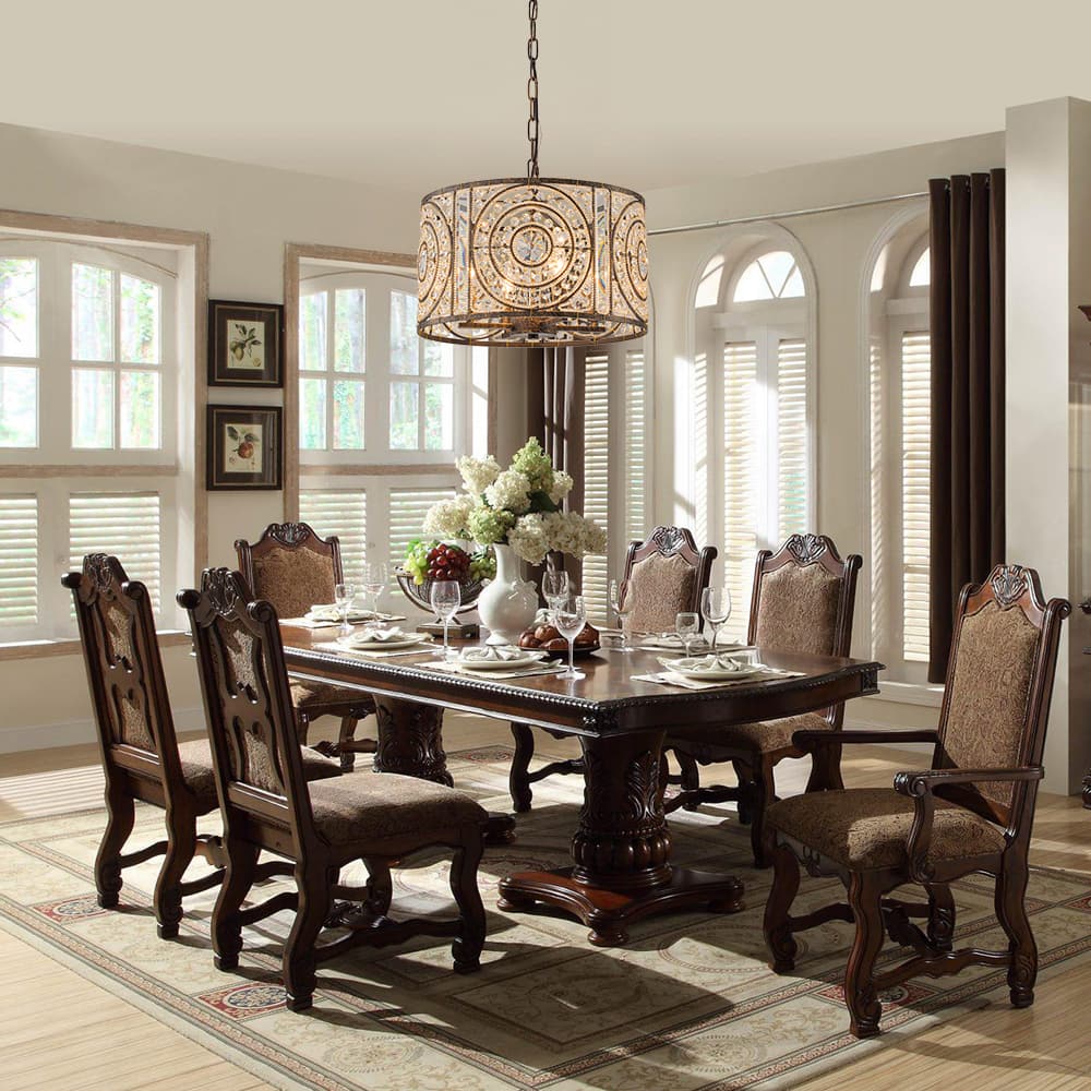 Modern Retro 4 - Light Antique Bronze Round Cage Crystal Chandelier - LightfixturesUAE