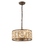 Modern Retro 4 - Light Antique Bronze Round Cage Crystal Chandelier - LightfixturesUAE