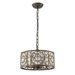 Modern Retro 4 - Light Antique Bronze Round Cage Crystal Chandelier - LightfixturesUAE