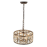 Modern Retro 4 - Light Antique Bronze Round Cage Crystal Chandelier - LightfixturesUAE