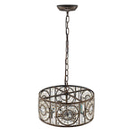 Modern Retro 4 - Light Antique Bronze Round Cage Crystal Chandelier - LightfixturesUAE