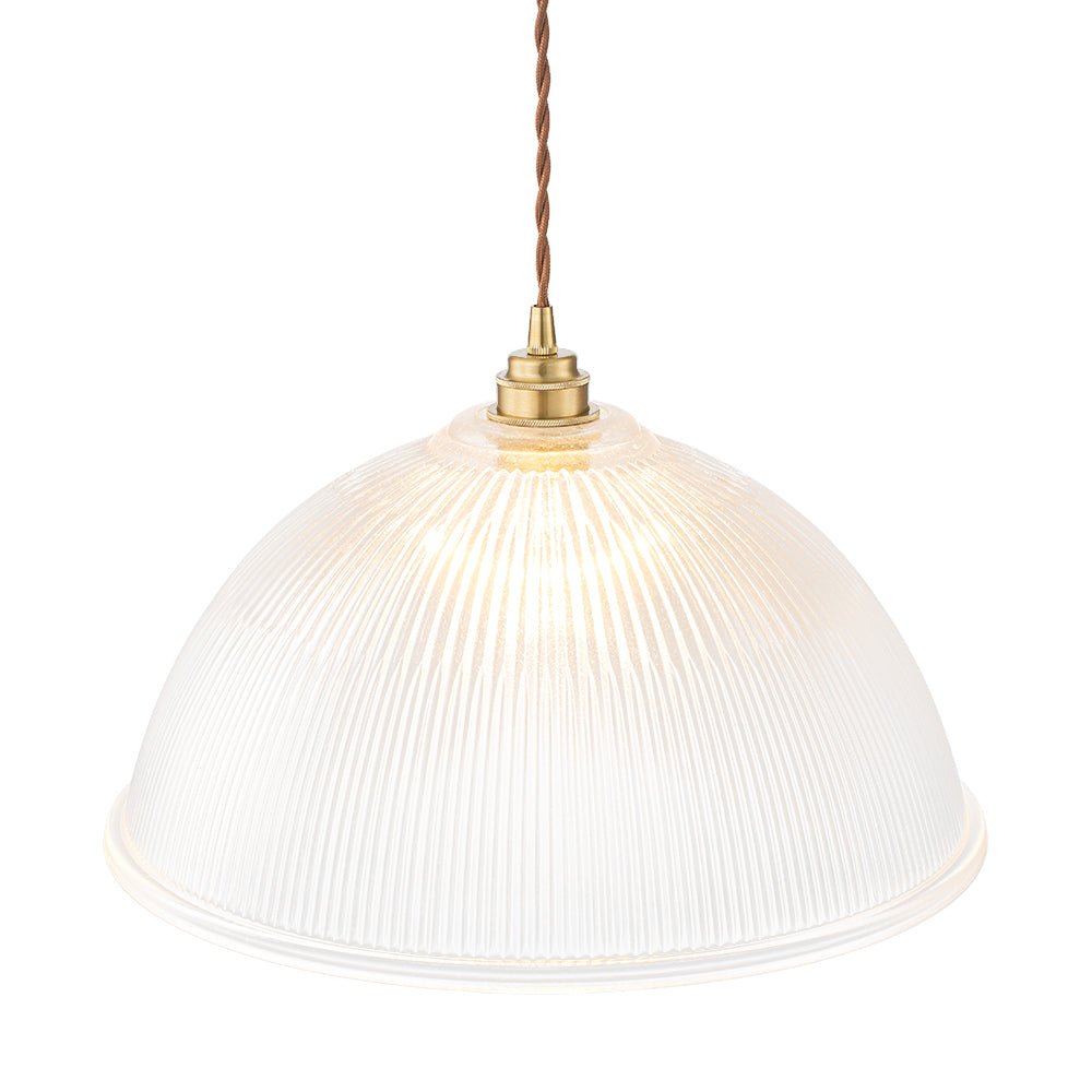Modern Ribbed Glass Dome - Shaped Single Pendant Light - LightfixturesUAE