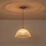 Modern Ribbed Glass Dome - Shaped Single Pendant Light - LightfixturesUAE